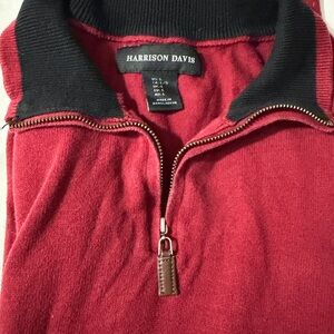 Men's Burgundy Zip-Up Sweater